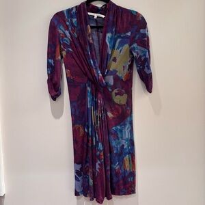 RACHEL Rachel Roy Burgundy and Blue Dress